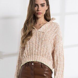 SALE:  NWT Oatmeal Cable knit Waist Crop Sweater